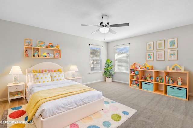 bedroom featuring ceiling fan