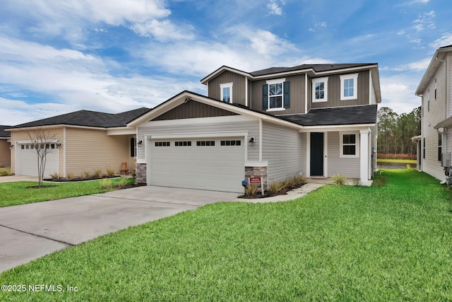 craftsman-style house with a front lawn