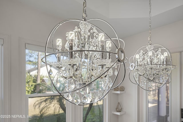 details featuring an inviting chandelier