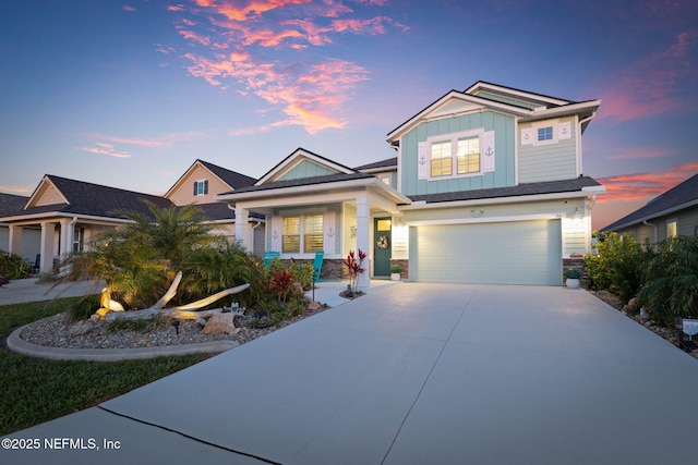 craftsman inspired home with a garage