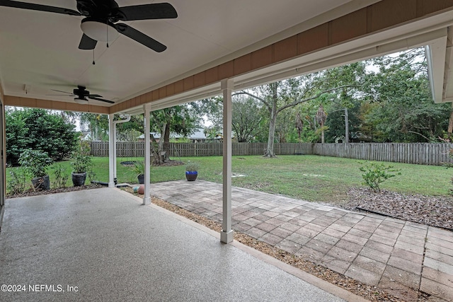 view of patio / terrace with ceiling fan