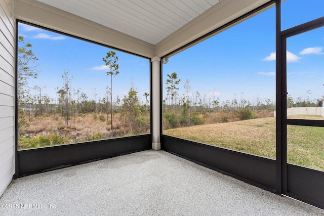 view of unfurnished sunroom