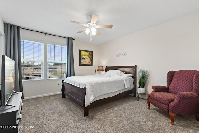 bedroom with carpet floors and ceiling fan