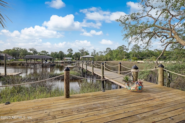 dock area featuring a water view