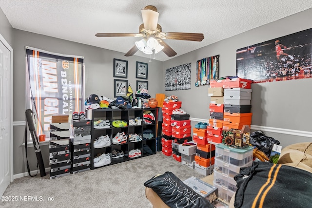 storage room with ceiling fan