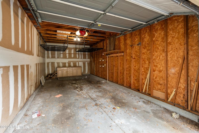 garage with a garage door opener