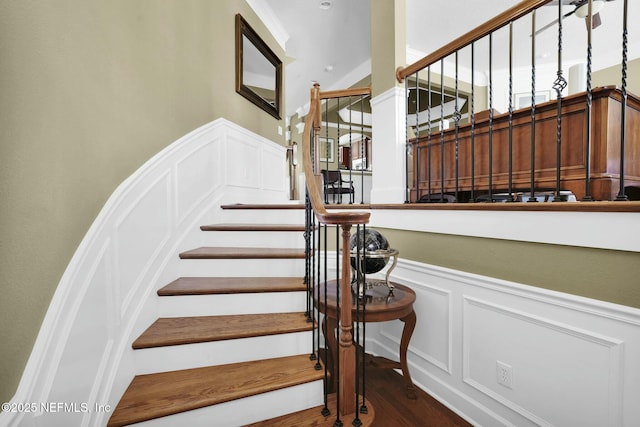 stairs with hardwood / wood-style floors