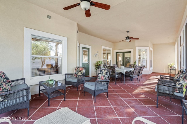 view of patio / terrace featuring an outdoor hangout area and ceiling fan