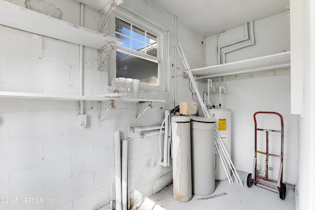 utility room with water heater