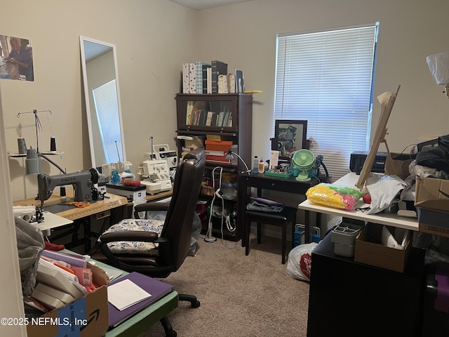 view of carpeted office space