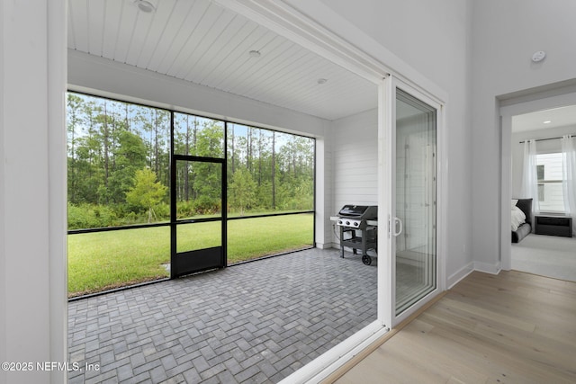 view of unfurnished sunroom