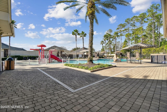 exterior space with a playground