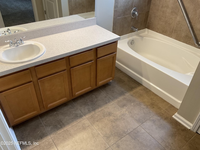 bathroom with vanity and shower / tub combination