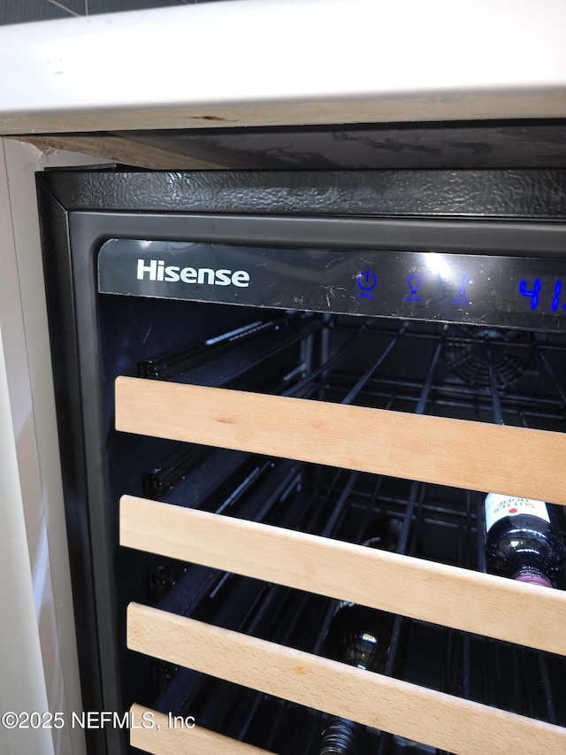 interior details featuring wine cooler