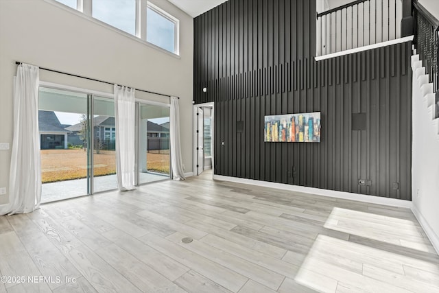 unfurnished living room with light hardwood / wood-style floors