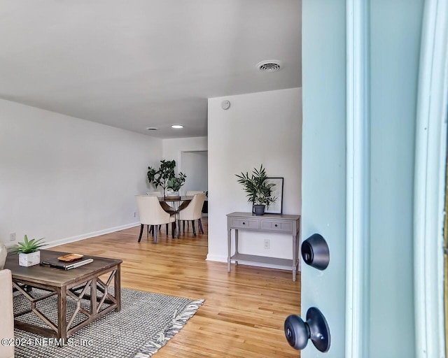 interior space with light hardwood / wood-style floors