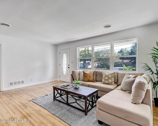 living room featuring light hardwood / wood-style floors