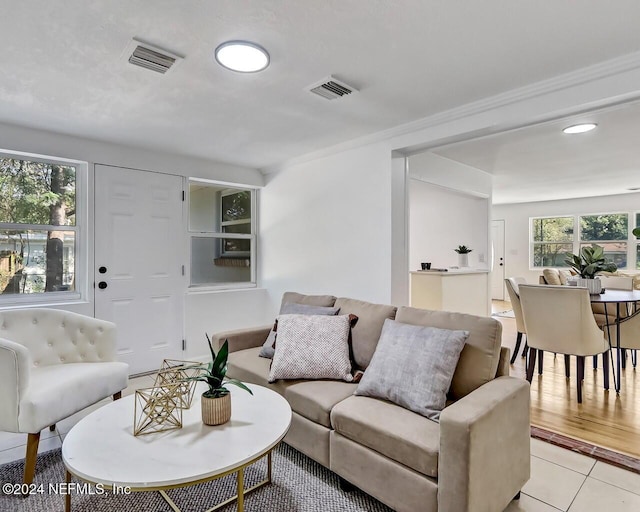 view of tiled living room