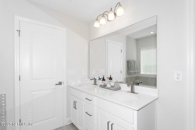 bathroom featuring vanity and tile patterned floors