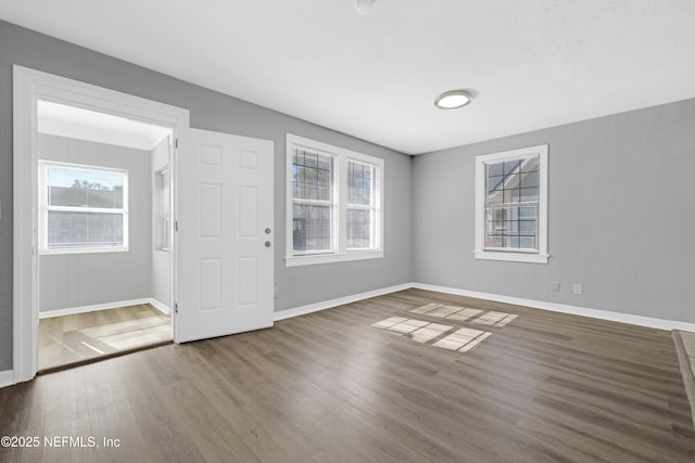 foyer with plenty of natural light and dark hardwood / wood-style floors