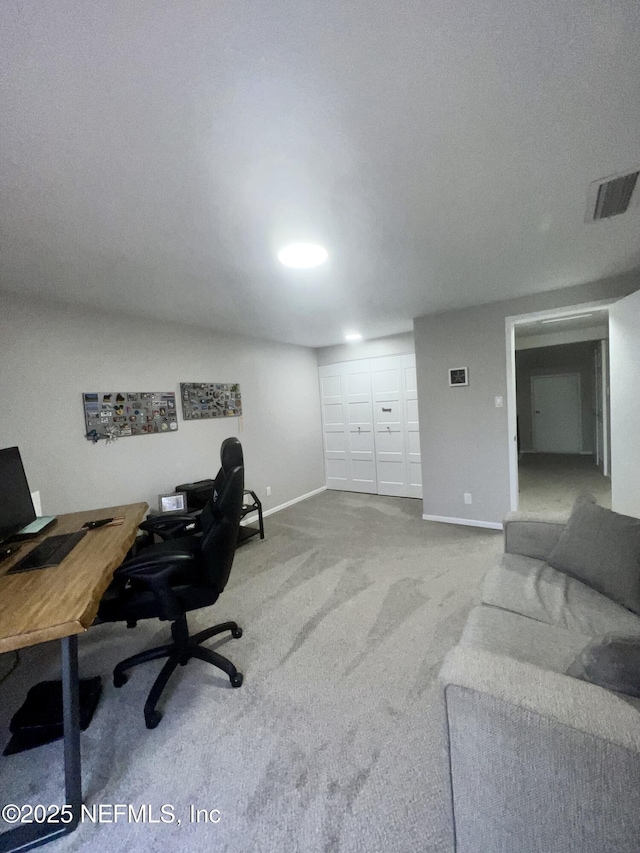 office area featuring carpet