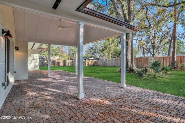 view of patio with ceiling fan