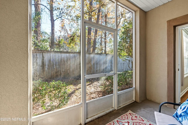 view of unfurnished sunroom