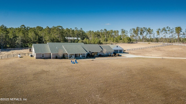 aerial view with a rural view