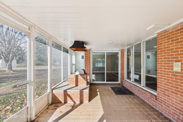 view of unfurnished sunroom