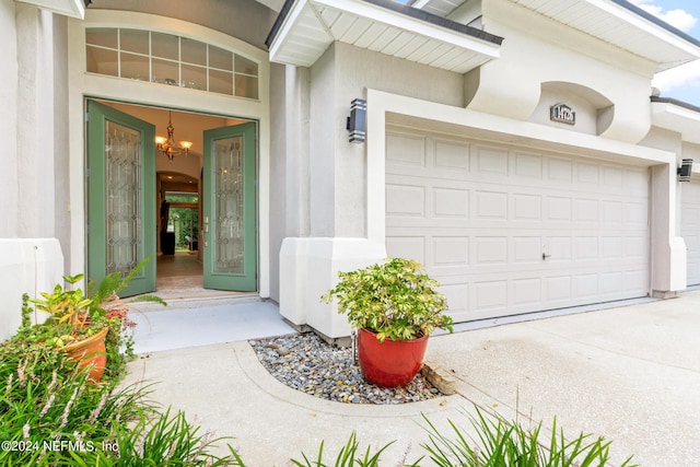 property entrance featuring a garage