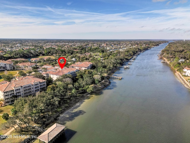 bird's eye view featuring a water view