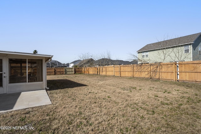 view of yard with a patio area