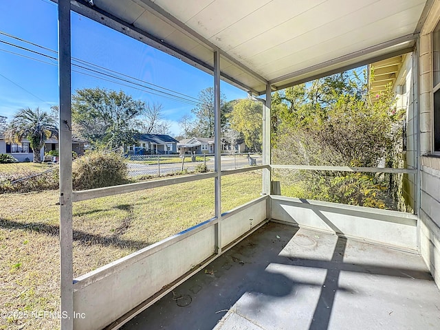 view of unfurnished sunroom