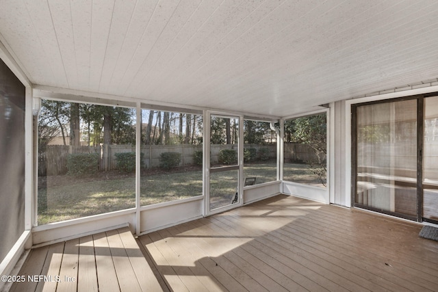 view of unfurnished sunroom