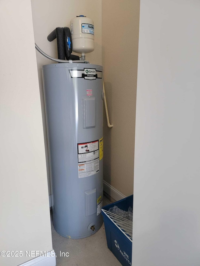 utility room featuring water heater