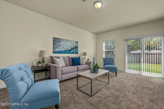 living room featuring carpet floors