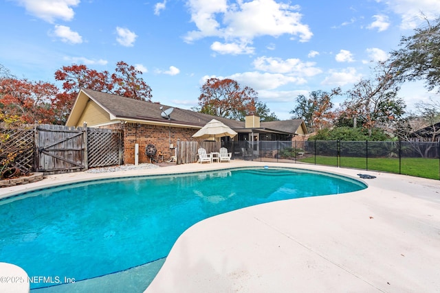 view of swimming pool with a patio area