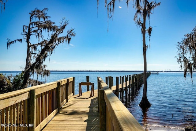 view of dock featuring a water view