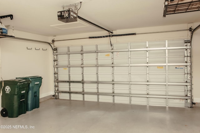 garage with a garage door opener