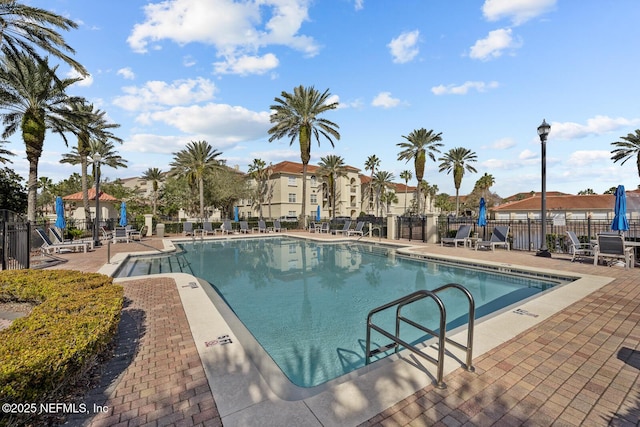 view of swimming pool featuring a patio