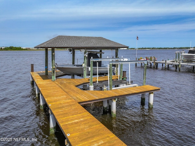 dock area featuring a water view