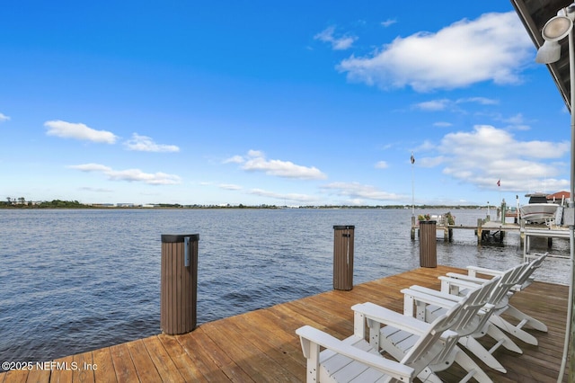 dock area featuring a water view