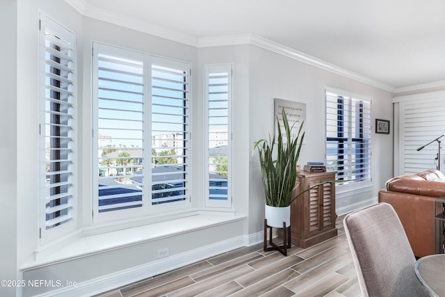 interior space featuring crown molding