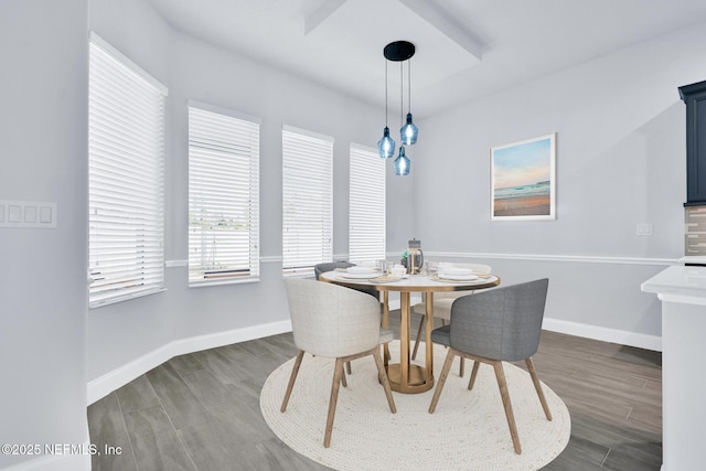 dining room with dark hardwood / wood-style flooring