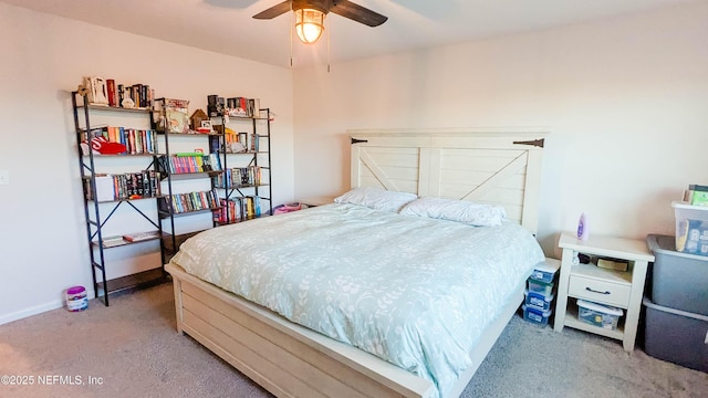 bedroom with light colored carpet