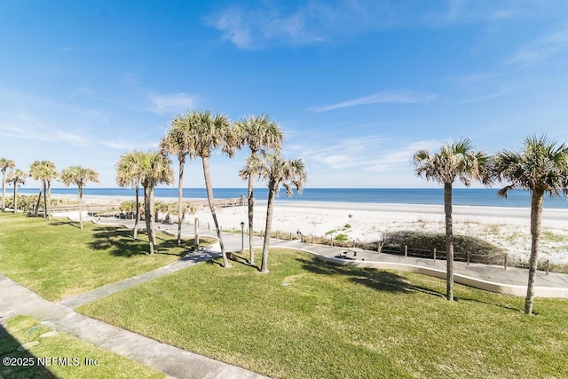 property view of water featuring a view of the beach