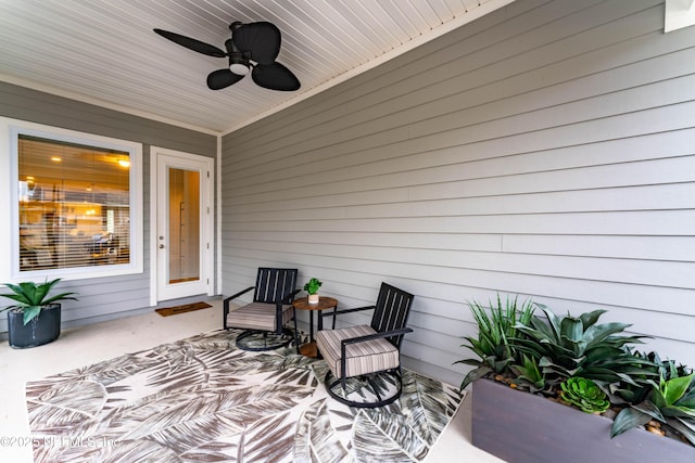 view of patio / terrace with ceiling fan