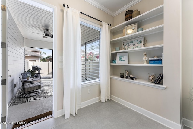 interior space featuring crown molding