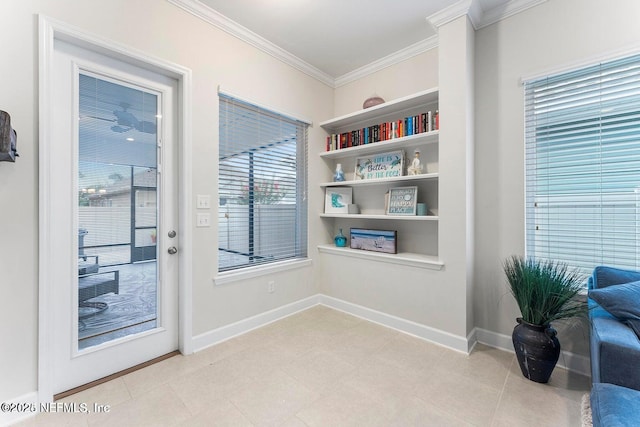 interior space featuring crown molding