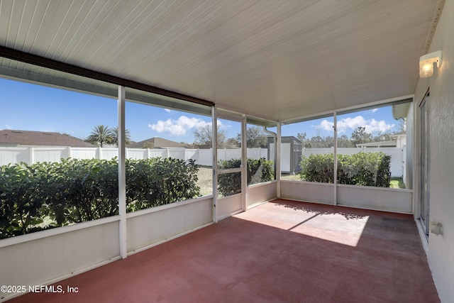 view of unfurnished sunroom